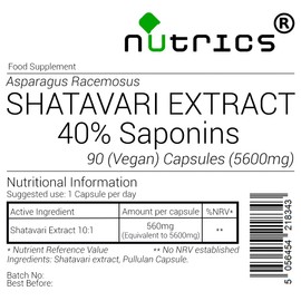 Nutrics® 5600mg SHATAVARI Extract Asparagus Racemosus - 100% Pure Highly Absorbable Strong V Capsules - Suitable for Vegan Vegetarian Halal & Kosher Diet- 90 Capsules (3 Month Supply)