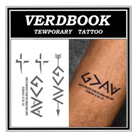 VERDBOOK Waterproof Temporary Tattoos: 2-Sheet Tattoo Kit with Realistic Body Stickers, Semi-Permanent Tattoos for Adults Lasting 7-15 Days – Safe for Men & Women, Scripture Cross