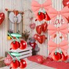 4 Pcs Cherry Balloons 4 Pcs Pink Bow Balloons for