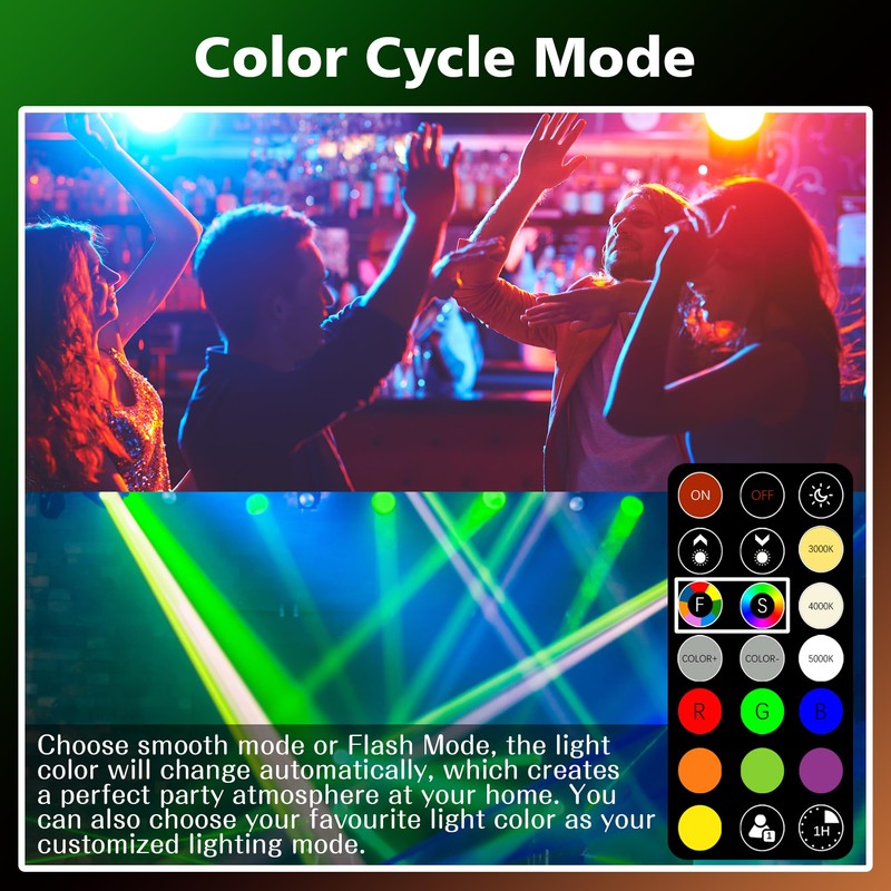 FTL E12 LED Color Changing Candelabra Light Bulb with Remote