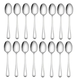 LIANYU 16-Piece Toddler Spoons, Kids Baby Spoons Self Feeding, Stainless Steel Toddler Utensils Silverware Set for 2-10 Year Old, Children Cutlery Flatware Set for Home School, Dishwasher Safe