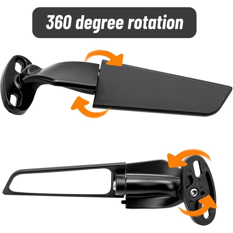 Universal Motorcycle Rear View Mirrors ATV Replacement Side Mirrors 360°