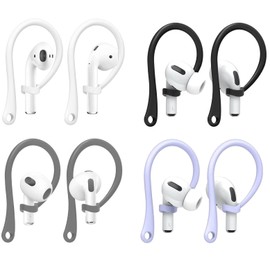 A-pcas Ear Hooks for Air-Pods Pro, Air-Pods 3/2/1, Anti-Lost, Anti-Shift, No Disturbing Sensor, Earphone Hooks, 4 Pairs Set, White/Black/Gray/Purple, 4 Color Set1