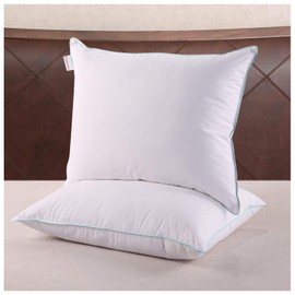 Homelike Moment Down Feather Pillows for Sleeping - 2 Pack Feather Bed Pillow Standard Size Pillows Set of 2 100% Cotton Fabirc 20x26 Inch