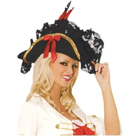 Elegant Moments Wool Blend Pirate Hat in One Size Black