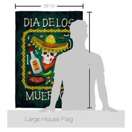 Breeze Decor Calavera Sugar Skull House Flag Eagle Set Fall Day of Dead Dia De Los Muertos Fiesta Mexican Party Autumntime Decoration Banner Small Garden Yard Gift Double-Sided, Made in USA