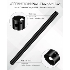 Zronon 36 Inch Ceiling Fan Downrod,Extension Rod for Multiple Ceiling Heights,Non Threaded (Black) with 3 wires