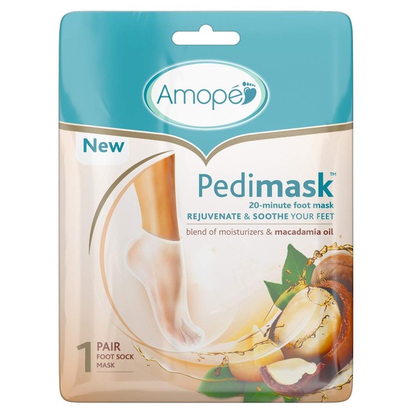 Amope Pedimask Foot Sock Mask, Macadamia Oil Essence, 3 Count