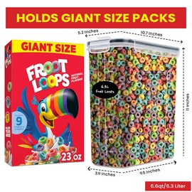 DWËLLZA KITCHEN EXTRA LARGE Cereal Containers Storage (6.3L / 213OZ) Set of 2 Family Size Bulk Cereal Dispenser Countertop, Airtight Food Storage Containers for Pantry Organization, Labels & Marker