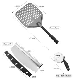 Goodview Household Perforated Pizza Peel, Professional 12 x 14 Inch Paddle Anodized Aluminum Turning Peel with Detachable Alloyed Handle for Home Made Pizza