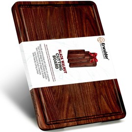 Black Walnut Cutting Board-Small 12x8"Butcher block-with Juice Groove.Reversible Walnut cutting boards for Kitchen,Charcuterie & Cheese Serving,Knife-Friendly & Durable(With Gift Box)
