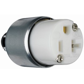 Legrand Pass & Seymour PS520CACC20 20 Amp 125V Armored Straight Blade Connector, NEMA 5-20R, Silver/White (1 Count)