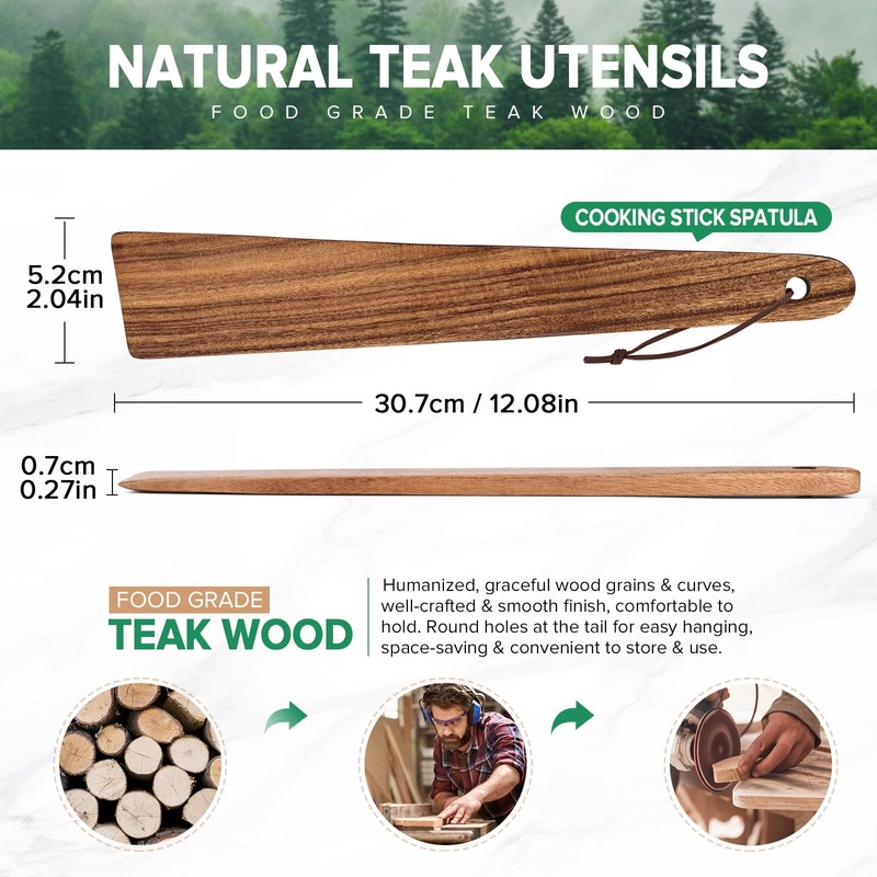 Wooden Spatula for Cooking, Wood Stick Spurtle Spatula Set, 12″