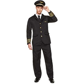 Karnival 82237 Male Airline Pilot Costume, Men, Black, Medium