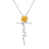 PRAYMOS Faith Sunflower Cross Necklace for Women 925 Sterling Silver