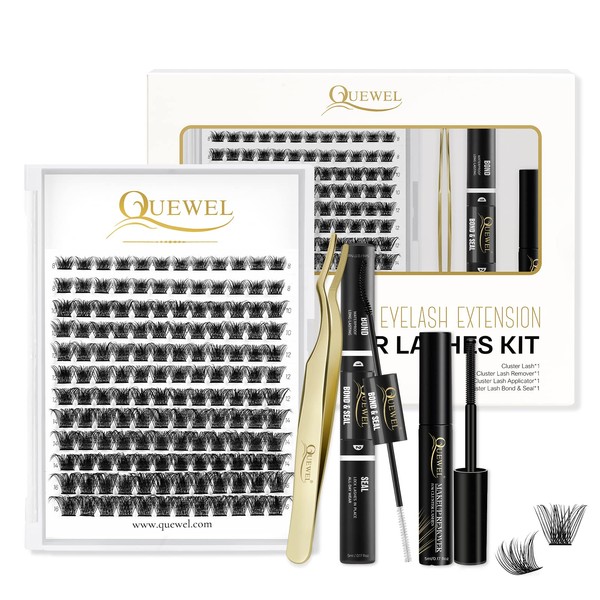 QUEWEL DIY Eyelash Extensions, Soft and Comfortable Cluster Lashes with