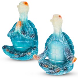 mekueeex 2 Pcs Zen Turtle Meditation Yoga Decor Sea Turtle Decor for Home Meditating Yoga Turtle Statues Coastal Decor Beach Theme Turtle Bathroom Decor for Christmas Garden Ocean Bathroom