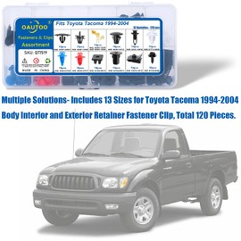 OAUTOO 120pcs fits Toyota Tacoma 1994-2004 Body Interior and Exterior Retainer Fastener Clip Assortment Bumper Cover Grille Hood Retainer, Fender Molding & Door Trim Panel Clips