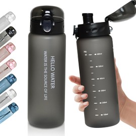 Water Bottle, Sports Water Bottle, 780 ml, Leak-Proof Sports Water Bottle, Sports Bottle for Bike, Camping, Yoga, Gym (1 Bottle) (Matt Black)