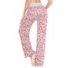 Fisyme Candy Cane Christmas Pink Pajama Pants for Women Soft