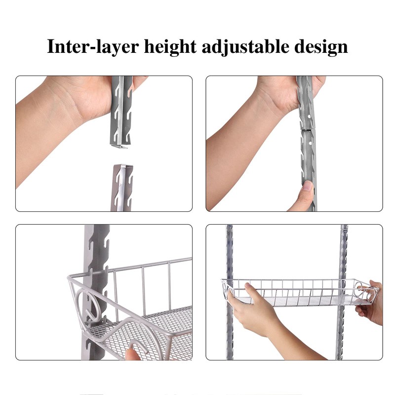 SWOMMOLY Adjustable Wall Mount Spice Rack, 3-Tier Dual-use (Multi-use) Organizer,