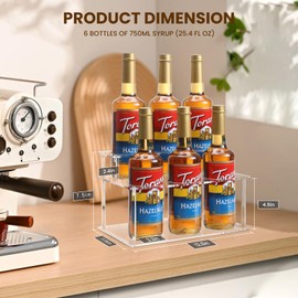Baosia Acrylic Coffee Syrup Rack (6 Bottle Capacity),Syrup Bottle Holder Stand for Coffee Bar,Kitchen.Small Wine Rack for Bar,Family,Storage for Syrup,Wine,Condiments(Transparent)