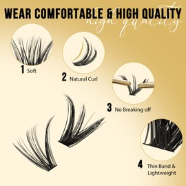 QUEWEL Lash Clusters 320Pcs Cluster Lashes 40D+50D C Curl Lash Clusters Mix12-18mm Individual Eyelashes Clusters Wispy DIY Eyelash Extension Thin Band Soft to Use at Home (40D+50D C Mix12-18)