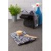 DII Cleaning Collection Multi-Purpose Microfiber, Black Damask, Dishtowel Set
