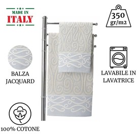 Casatessile Pair of face and guest towels ARABESCO 2 piece bath towel set, pair of cotton towels. - Azzurro