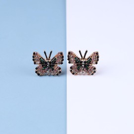 Yienate Tiny Butterfly Earrings Vintage Crystal Butterfly Earrings Punk Moth Stud Earrings Statement Sparkling Prom Rhinestone Butterfly Stud Earrings Jewellery for Women, Zinc, No Gemstone