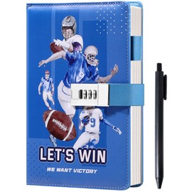 CAGIE Gifts for Teen Boys Girls Diary with Lock Who Like Football, Kids Diary Securely Guard Secrets Journal with Lock for Boys, 192 Pages Refillable Teens Diary with Pen