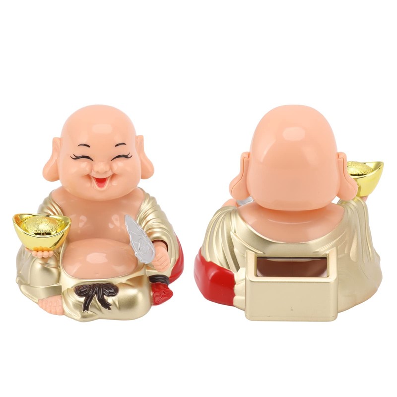 Topyond Solar-Powered Laughing Buddha Ornament - Automatic Nodding and Smiling