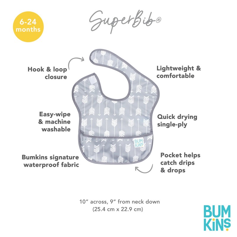 Bumkins Bibs for Girl or Boy, SuperBib Baby and Toddler