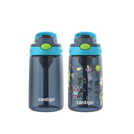 Contigo AutoSpout Kids Water Bottle with Pop up-Straw, 14oz, BPA-Free Plastic, 2-Pack, Blueberry & Bluberry Nightfall, Great for Home and School