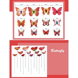 Bethany Home Butterfly Figurines 12 Pcs Colorful Butterfly Garden Decoration Butterfly Decoration Imitation Butterfly 3D Butterfly Ornaments Garden Figurine Simulation Spring Design Butterfly Flower