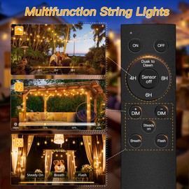 Ollny S11 Outdoor String Lights with Remote, 30 FT 3 Modes Dimmable Timers Waterproof Connectable Patio Lights, 15+1 LED Spare Bulb Dusk to Dawn Hanging Lights for Indoor Porch Balcony Cafe