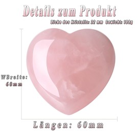 AWARDSEN 60 mm Rose Quartz Large Heart Crystals Gemstones Gifts for Women, Pink Reiki Healing Stones Worry Stone for Valentine's Day, Birthdays, Anniversary, Mother's Day and Thanksgiving Day
