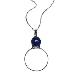 UUYYEO Vintage Magnifying Glass Necklace Magnifier Pendant Necklace Magnifier Monocle Lens Necklace Magnifying Glass Loupe on Chain Glass Lens for Reading Newspaper Map Blue