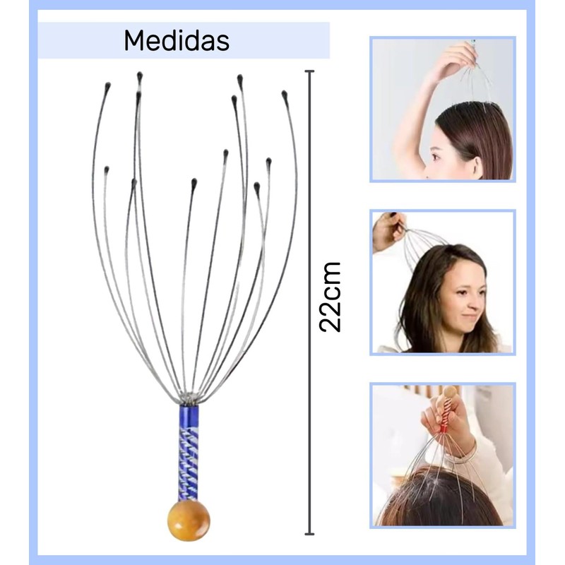 Set de 12 Masajeadores de Cabeza Multicolor, 22 cm, Relajante