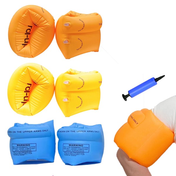 6 Pack Inflatable Arm Floaties Swim Arm Bands Swimming Tube