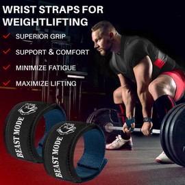 TECEUM Lifting Wrist Straps with Neoprene Padding Support – Navy Blue – Beast Mode – Heavy Duty Wrist Workout Straps For Men and Women – Ideal for Powerlifting, Strength Training, Bodybuilding