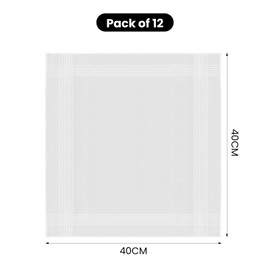 ONLYQIQIU 12PCS Men's Handkerchiefs Cotton Large, 40CM White Gents Hankies Set Soft Pocket Square Hankies for Men, Suitable for Daily use, Business, Wedding, Celebration, Prom, Party