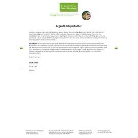 Sanct Bernhard Argan Oil Body Butter with Shea Butter, Argan Nut, Jojoba Nut, Kukui Nut 200 ml