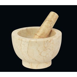 Cilio Champagne Marble Mortar and Pestle, 4-Inch, Cream