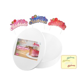 8 Inch Cake Drums with Banner Cake Topper-Cake Board Round White(6-Pack) 1/2 Inch Thick Cake Boards Sturdy, Greaseproof for Birthday Wedding Multi-Tiered Party Cake Boards by GoldenBakeryFamily