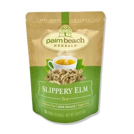 Slippery Elm Tea by Palm Beach Herbals, 30 Count Tea Bags, Caffeine-Free | Pure Herbal Tea Series