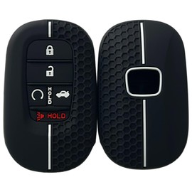 REPROTECTING Rubber Silicone Key Fob Cover Compatible with Honda Accord Civic HR-V CR-V Pilot Sport SI EX EX-L Touring 5 buttons/2022-2025 (Black/Pink)