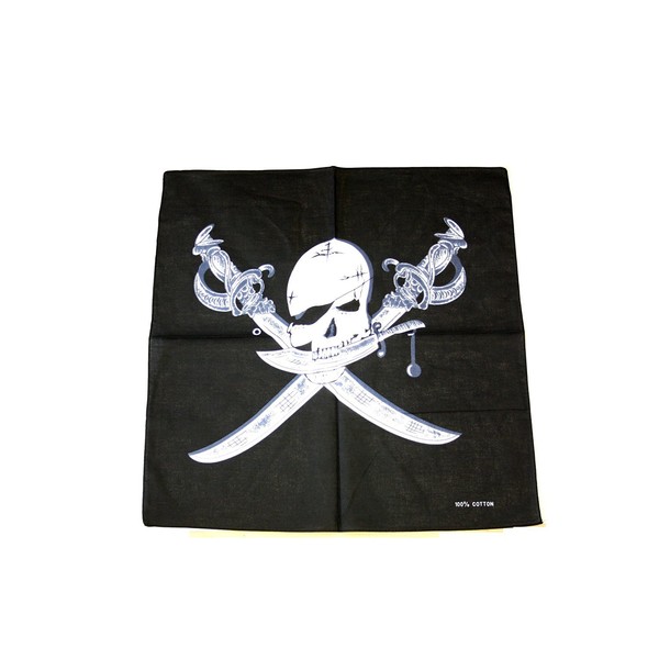 Zac's Alter Ego Large Pirate Skull & Swords Bandana/neckerchief/Durag/Wrist Wrap/Face