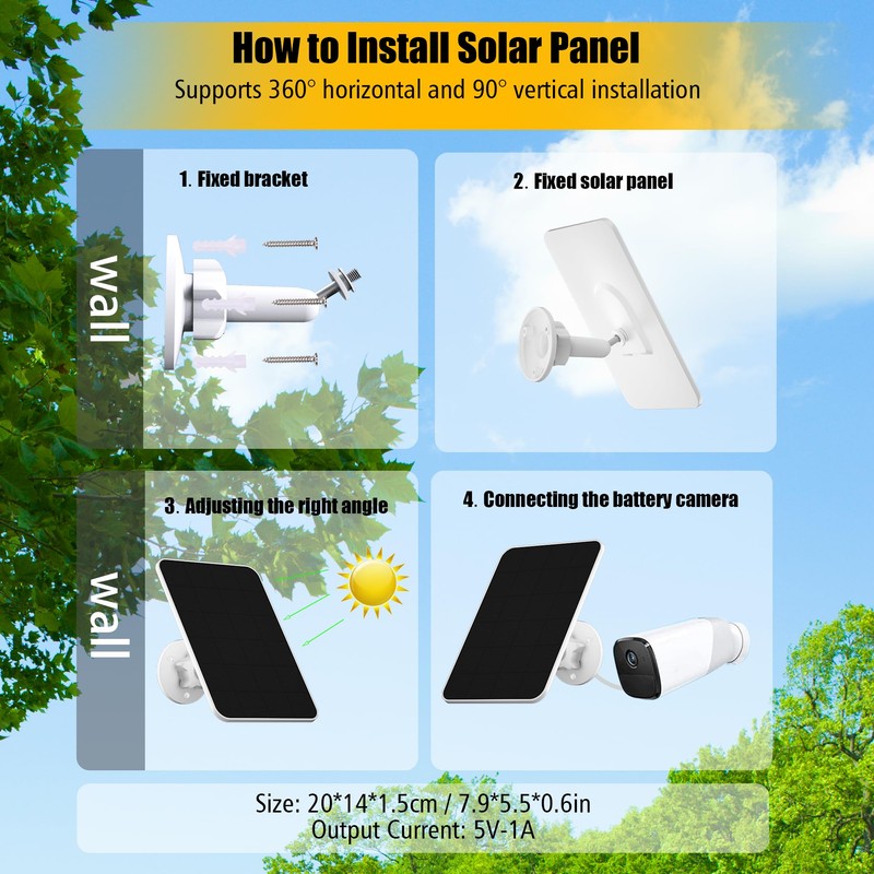Solar Panel for eufy Camera,Security Camera,4W Solar Panel with Micro