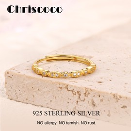 Chriscoco 925 Sterling Silver Rings for Women Girls Silver/Rose Gold/Gold Rings Cubic Zirconia Adjustable Thumb Rings for Women Engagement Rings Wedding Rings Promise Rings - with Jewellery Box